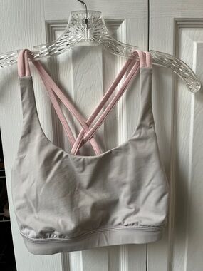 8  Lululemon Gray Sports Bra with Pink Straps